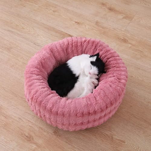 MQXDNFDC Haustierbett für Katzen und kleine mittelgroße Hunde, Kuscheltier mit weichem Kissen, rundes oder ovales Donut-Nisthöhlenbett, Haustier-Katzenbett für Katzen und kleine Hunde, Rosa, Größe L MQXDNFDC Haustierbett für Katzen und kleine mittelgroße Hunde, Kuscheltier mit weichem Kissen, rundes oder ovales Donut-Nisthöhlenbett, Haustier-Katzenbett für Katzen und kleine Hunde, Rosa, Größe L von MQXDNFDC