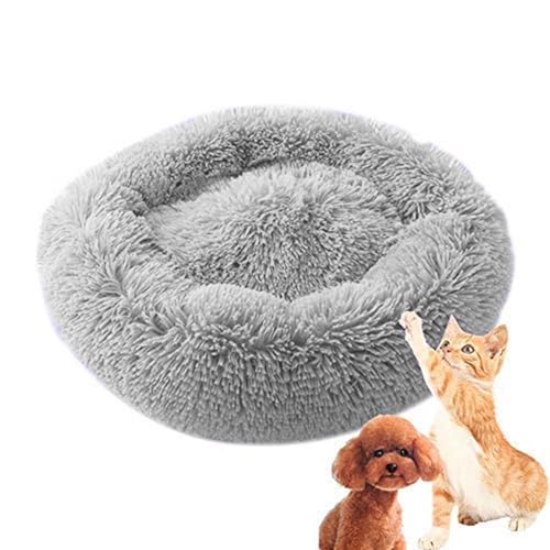 MQXDNFDC Weiches Haustierbett für Katzen und Hunde, rundes Kissennest, beruhigendes Schlafbett, warme Plüschmatte mit rutschfester Unterseite, XXL, Hellrosa (Hellgrau, 120 cm) von MQXDNFDC