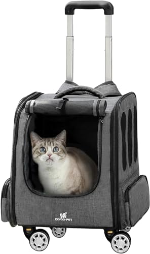 MR.BLACAT Haustier Rucksack mit Rollen für Katzen bis 4kg - katzenrucksack mit Rollen - Katzen Trolley von MR.BLACAT