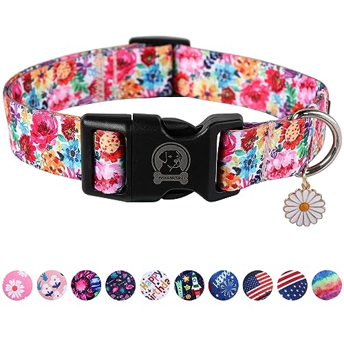 MR. CHUBBYFACE Hundehalsband für Frühling und Sommer, Blumenmuster, weich, verstellbar, für kleine, mittelgroße und große Hunde von MR.CHUBBYFACE