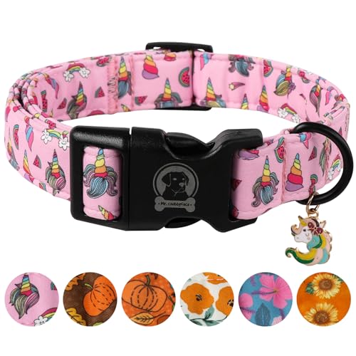 MR.CHUBBYFACE Hundehalsband aus Baumwolle, niedliches rosafarbenes Regenbogen-Hundehalsband, strapazierfähig, verstellbar, weiches Haustierhalsband für mittelgroße Mädchen und Hündinnen MR.CHUBBYFACE Hundehalsband aus Baumwolle, niedliches rosafarbenes Regenbogen-Hundehalsband, strapazierfähig, verstellbar, weiches Haustierhalsband für mittelgroße Mädchen und Hündinnen von MR.CHUBBYFACE
