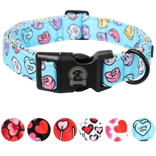 Valentines Day Hundehalsband MR. CHUBBYFACE Blue Love Hundehalsband Niedlich Junge Mädchen Hundehalsband für kleine, mittelgroße und große Hunde von MR.CHUBBYFACE