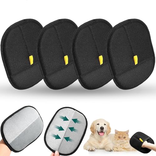 Fur Magnet, Fur Gloves, Cats and Dogs Gloves, Grooming Gloves, Reusable Grooming Gloves for Pets, Grooming Gloves for Washing, Removing Hair and Care, Grooming for Smooth and Healthy Fur (pack of 4) von MRRTIME
