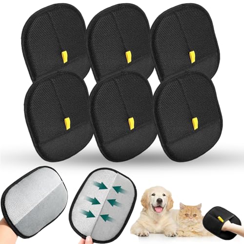 Fur Magnet, Fur Gloves, Cats and Dogs Gloves, Grooming Gloves, Reusable Grooming Gloves for Pets, Grooming Gloves for Washing, Removing Hair and Care, Grooming for Smooth and Healthy Fur (pack of 6) von MRRTIME
