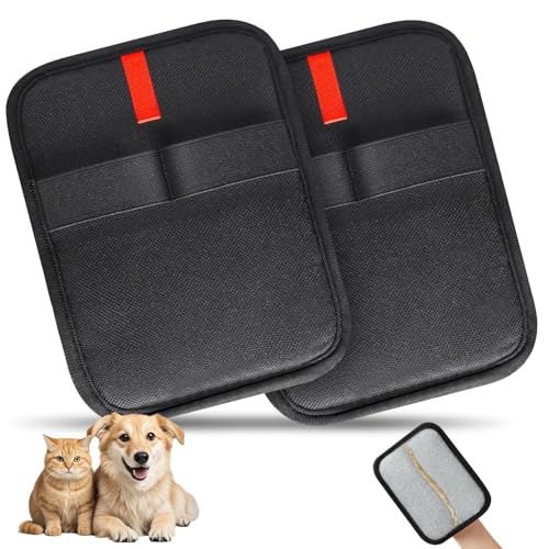 MRRTIME Statische Tierhaarentfernungshandschuhe, wiederverwendbar, elektrostatisch, Tierhaarentferner, Fellpflege-Handschuhe, Bürstenwerkzeug für Couch, Möbel, Teppich, Autositz (2 PCS) von MRRTIME