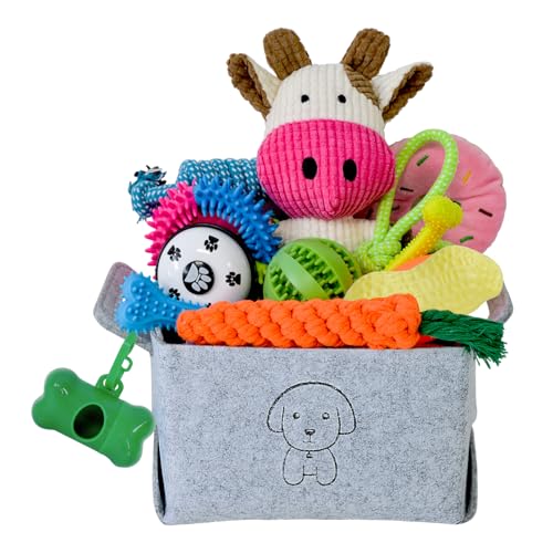 MRSOHRET Kauspielzeug für Welpen zum Zahnen, Kauspielzeug für Hunde mit Seilspielzeug, Zahnbürste für Haustiere, Leckerli-Bälle, Plüschtiere und Quietschspielzeug für kleine, mittelgroße Hunde, MRSOHRET Kauspielzeug für Welpen zum Zahnen, Kauspielzeug für Hunde mit Seilspielzeug, Zahnbürste für Haustiere, Leckerli-Bälle, Plüschtiere und Quietschspielzeug für kleine, mittelgroße Hunde, von MRSOHRET
