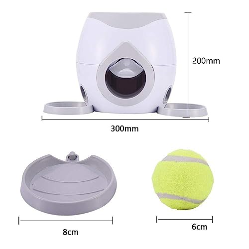 Automatic Pet Feeder Interactive Ball Wurfmaschine Fetch Tennis Ball Dog Training Spielzeug für Hunde Spielzeit Grüne ABS 30x18x20cm (Weiß, grau) von MRSTORY