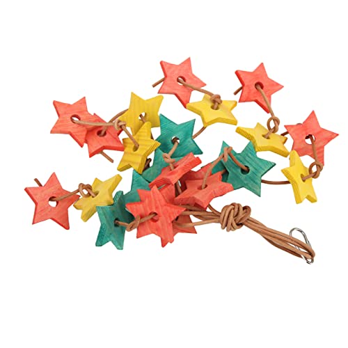 Bird Wood Star Toy Biss Resistant Papagei Holzstern Kauspielzeug für Wellensittich Shotet Cockatiel Lovebird aus Baumstift und Kohlensäure Seil (Bunt) von MRSTORY