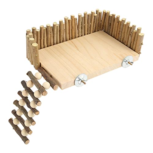 Hamster Kletterplattform Holzkauspielzeug Kleiner Haustier Aktivität Spielplatz mit Zaun für Zuckergleiter Goldener Bär Natürlicher Blockhandel Handgefertigtes Sicheres von MRSTORY