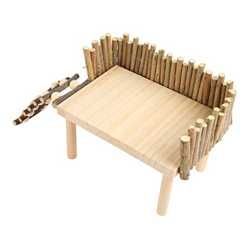 Hamster Kletterplattform Holzkauspielzeug Kleiner Haustier Aktivität Spielplatz mit Zaun für Zuckergleiter Goldener Bär Natürlicher Blockhandel Handgefertigtes Sicheres von MRSTORY
