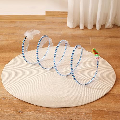 Katzentunnel in Form eines Faltbaren Designs Multifunktions Spielerisches Spielzeug für Katzen zu Hause oder Im Freien Material Stahldraht (Blauer Streifen) von MRSTORY