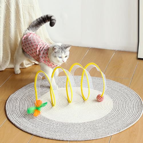 Katzentunnel in Form eines Faltbaren Designs Multifunktions Spielerisches Spielzeug für Katzen zu Hause oder Im Freien Material Stahldraht (Sisalstil) von MRSTORY