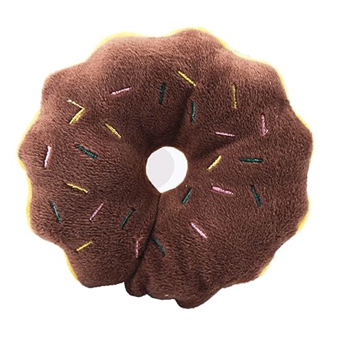 Haustierkauen Plüschiger Donut Weiche Schleifzähne Angst Reduktion Interaktives Bissen Spielzeug für Kleine Hunde Süße Donut Form Niedliche Farben (Kaffee) von MRSTORY