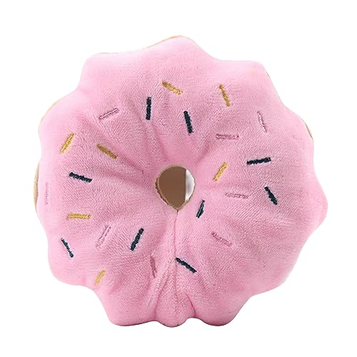 MRSTORY Haustierkauen Plüschiger Donut Weiche Schleifzähne Angst Reduktion Interaktives Bissen Spielzeug für Kleine Hunde Süße Donut Form Niedliche Farben (Rosa) von MRSTORY
