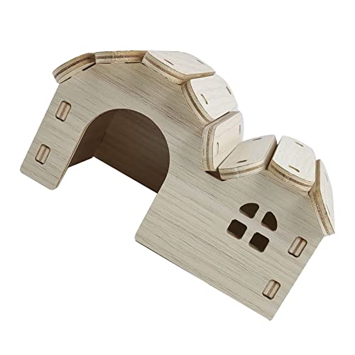 MRSTORY Hölzerne Hamster Haus Spielzeug Bissfestes Hamster Versteck Haus für Hamsterzubehört (Double Top Sleeping, S, 15x10x5cm) von MRSTORY