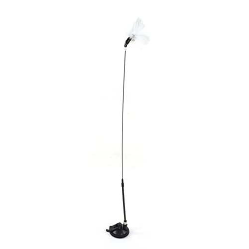 MRSTORY Interaktive Katzenfeder -Zauberstab Teaser Stick mit Bellsaugne -Becher -Basis für Innenkätzchen und Alte Katzen Übung aus Feder- und Stahldraht 62 cm Länge (Feder weiß) von MRSTORY