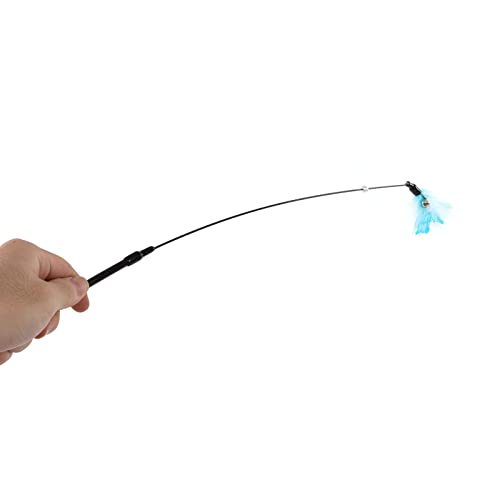 MRSTORY Interaktive Katzenfeder -Zauberstab Teaser Stick mit Bellsaugne -Becher -Basis für Innenkätzchen und Alte Katzen Übung aus Feder- und Stahldraht 62 cm Länge (Federblau) von MRSTORY