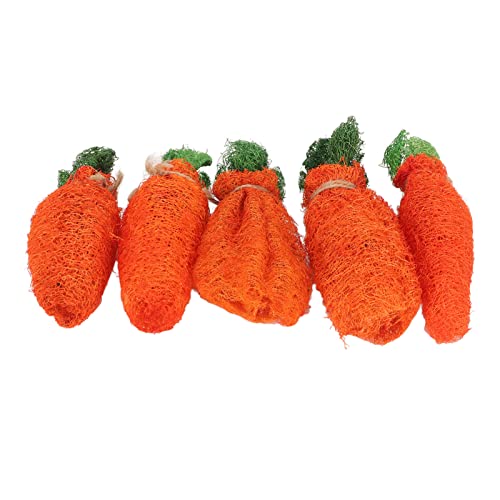 MRSTORY Kaninchen Loofah Karotte Spielzeug Lustige Zähne Schleifen Biss Hamster Kau Spielzeug für Kaninchen Hamster Meers Chweinchen Luffa Material Karotten Förmige Kleintier Kau (M) von MRSTORY