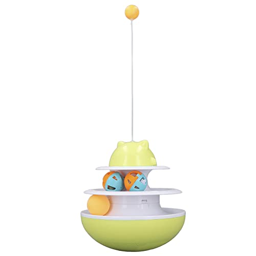 MRSTORY Katzen -Plattenspieler -Spielzeug Interaktive Übungskätzchen -Trackturm -Puzzle -Spielzeug mit Rollender Ball Doppel - -Design für Katzen Hochwertiges ABS -Material 46,5 X (Gelb) von MRSTORY