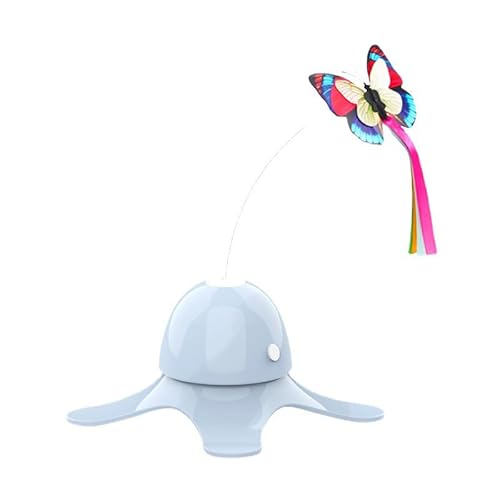 MRSTORY Kratz Drehendes 360 Grad Interaktives Elektrisches Papillon-Spielzeug für Katzen und Chatter Plastik Material Größe 17cm (Blau) von MRSTORY