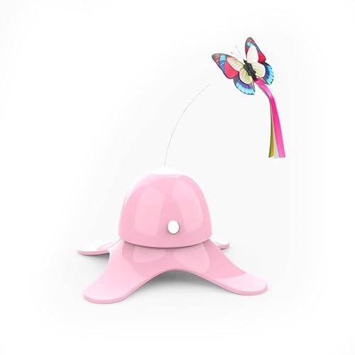 MRSTORY Kratz Drehendes 360 Grad Interaktives Elektrisches Papillon-Spielzeug für Katzen und Chatter Plastik Material Größe 17cm (Rosa) von MRSTORY
