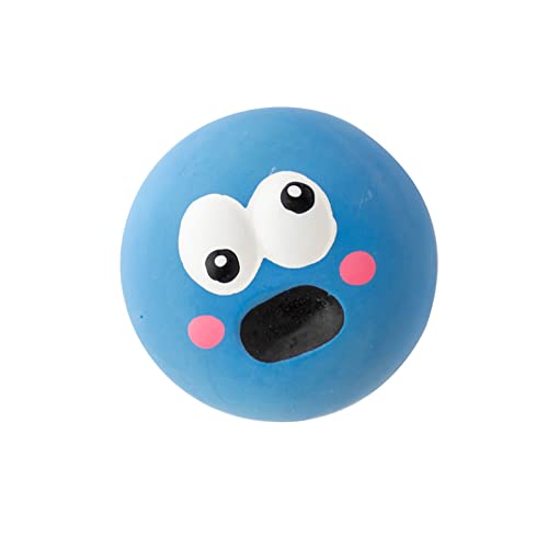 MRSTORY Latex Quietschiger Hund Spielzeugball Funny Face Soft Puppy Interactive Fetch Play Sound Bälle für Hunde Kauen und Jagen aus Weicher Latex -Materialgröße 5,5 X 5,5 X 4cm (Blau) von MRSTORY