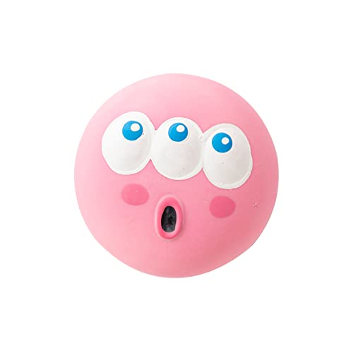 MRSTORY Latex Quietschiger Hund Spielzeugball Funny Face Soft Puppy Interactive Fetch Play Sound Bälle für Hunde Kauen und Jagen aus Weicher Latex -Materialgröße 5,5 X 5,5 X 4cm (Rosa) von MRSTORY