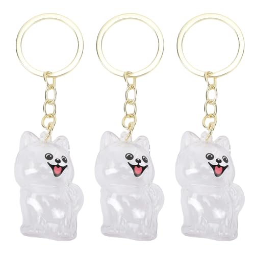 MRSTORY Pommeranische Hundehaarschlüsselkette Niedliche Transparente Flasche Haustierfell Keepsake Memorial Schlüsselbund für Hundeliebhaber ABS Legierung 3 PCs von MRSTORY