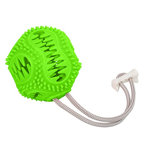 MRSTORY Robuster Kauball für Hunde, Spielzeug, Zahnreiniger, Multifunktionaler Ball mit Glöckchen und Baumwollseil für Kleine, Mittelgroße und Große Hunde und Katzen (Grün) von MRSTORY
