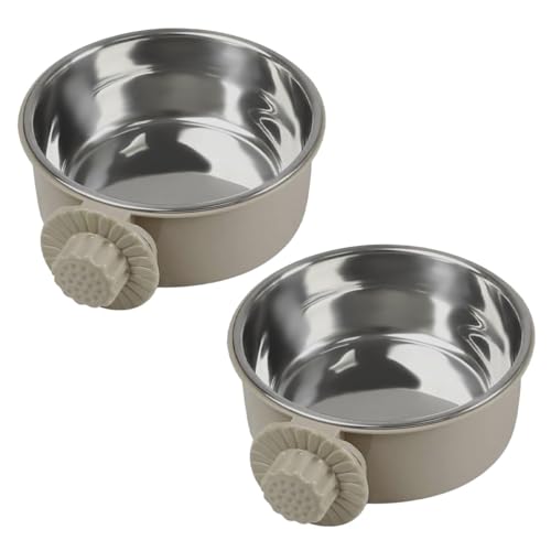 Leichter Edelstahlnapf, abnehmbarer Edelstahlnapf, zum Aufhängen, für Futter und Wasser, Käfig, für Welpen, mittelgroße Hunde, Katzen, Kaninchen, Frettchen, Vogel, Gunea-Schweine, Grau, Größe M, 2 Leichter Edelstahlnapf, abnehmbarer Edelstahlnapf, zum Aufhängen, für Futter und Wasser, Käfig, für Welpen, mittelgroße Hunde, Katzen, Kaninchen, Frettchen, Vogel, Gunea-Schweine, Grau, Größe M, 2 von MRSXXNTY