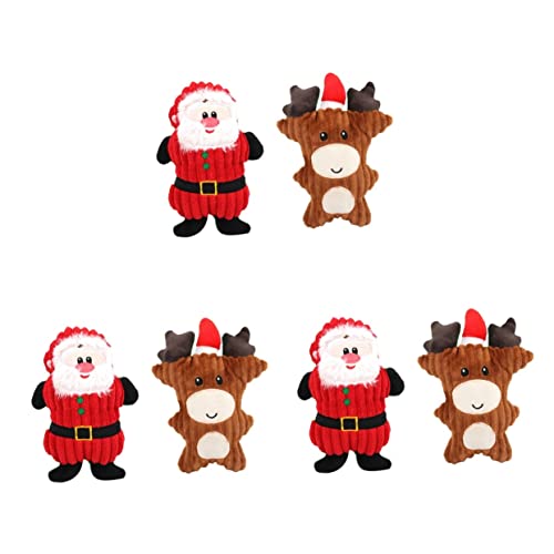 6 Stück Plüsch hässlich klein Weihnachten und Spielzeug Weihnachtsmann kauen entzückendes Geräuschspielzeug Rentier Biss Spielstil Haustier for Hund Hirsch Katzen liefert Weihnachtsmann quietschende i von MRXFN