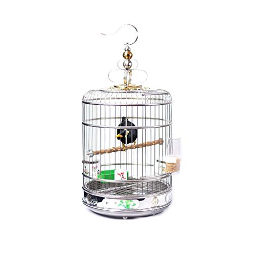 Vogelkäfig Vogelkäfig Edelstahl Vogelkäfig Badekäfig Runder Ziervogelkäfig mit gemaltem Muster Bodenhöhe Erhöhung for Lovebirds Finken Papageienvogelkäfig ( Size : L ) von MRXFN