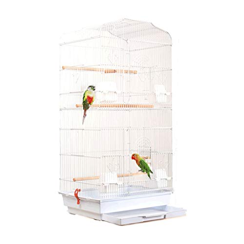 Vogelkäfig Vogelkäfig Faltbarer Vogelkäfig aus Metall, Schmiedeeisen, klein, mittelgroß und groß ( Color : White-Regular Version ) von MRXFN