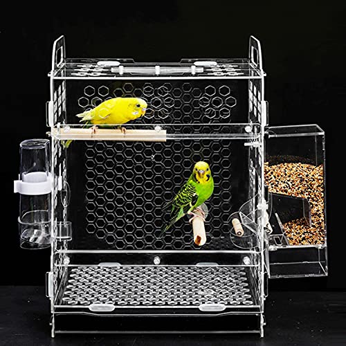 Vogelkäfig Vogelkäfig Haustier Vogelkäfig Acryl Atmungsaktives Vogelhaus Papagei Tigerhaut Zuchtkäfig mit Vogelzubehör Käfig for Lovebirds Finken Parrotlet Vogelkäfig ( Color : Empty Cage ) von MRXFN