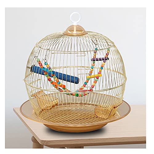 Vogelkäfig Vogelkäfig Pfingstrose Papageienkäfig Runder Vogelkäfig Metallkäfig Zierkäfig Eisen Gold Galvanisierungsprozess Haustierkäfig 38 × 38 cm for Lovebirds Finken Parrotlet Vogelkäfig ( Color : von MRXFN