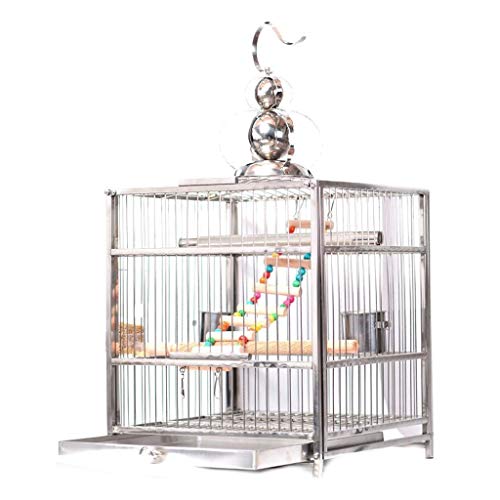 Vogelkäfig Vogelkäfig Quadratisches Dach Edelstahl Papagei Vogelkäfig Zucht Badekäfig Heimtierbedarf for Lovebirds Finken Parrotlet Vogelkäfig ( Color : Upgraded Version , Size : S ) von MRXFN