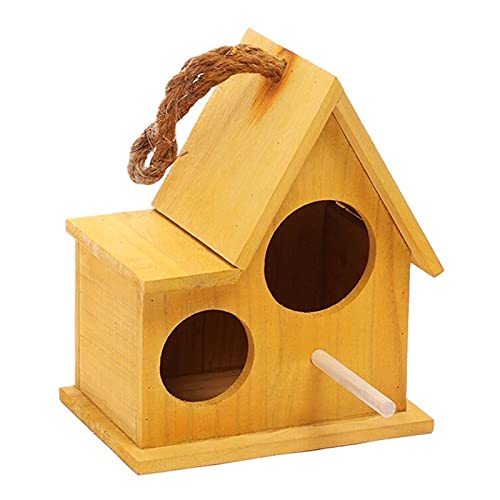 Vogelkäfig Vogelkäfig im Freien aus Holz Vogelhaus Nest warme Zuchtbox Garten Heimdekoration for Lovebirds Finken Parrotlet Vogelkäfig ( Color : Yellow , Size : M ) von MRXFN