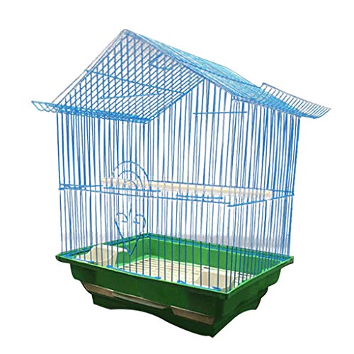 Vogelkäfig Vogelkäfigoberteil mit Haken Vogelkäfig 28 * 21 * 38CM Papagei Vogelvilla Überzug Handwerk Eisen Vogelkäfig 3 Farben Zuhause for Sittiche ( Color : Blue ) von MRXFN