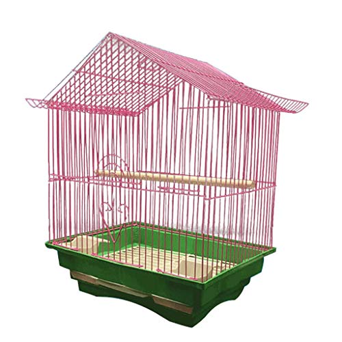 Vogelkäfig Vogelkäfigoberteil mit Haken Vogelkäfig 28 * 21 * 38CM Papagei Vogelvilla Überzug Handwerk Eisen Vogelkäfig 3 Farben Zuhause for Sittiche ( Color : Pink ) von MRXFN