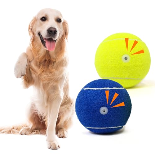 MRYCZ FYRHD Tennisball-Hundespielzeug, 10,2 cm, langlebiger und sicherer Hundeball, Soundausgabe vom Tennisball für Hunde mit Netztasche, große Hunde-Tennisbälle, perfekt für drinnen und draußen, 2 MRYCZ FYRHD Tennisball-Hundespielzeug, 10,2 cm, langlebiger und sicherer Hundeball, Soundausgabe vom Tennisball für Hunde mit Netztasche, große Hunde-Tennisbälle, perfekt für drinnen und draußen, 2 von MRYCZ FYRHD