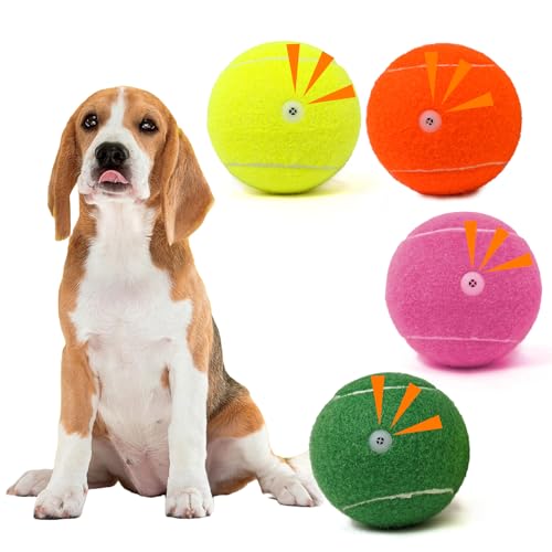 MRYCZ FYRHD Tennisball Hundespielzeug, 4 Stück, 10,2 cm, langlebiger und sicherer Hundeball, Soundausgabe vom Tennisball für Hunde mit Netztasche, große Hunde-Tennisbälle, perfekt für drinnen und MRYCZ FYRHD Tennisball Hundespielzeug, 4 Stück, 10,2 cm, langlebiger und sicherer Hundeball, Soundausgabe vom Tennisball für Hunde mit Netztasche, große Hunde-Tennisbälle, perfekt für drinnen und von MRYCZ FYRHD