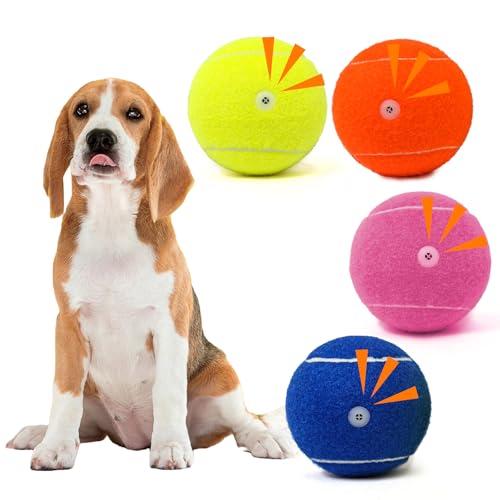 MRYCZ FYRHD Tennisball Hundespielzeug, 4 Stück, 10,2 cm, langlebiger und sicherer Hundeball, Soundausgabe vom Tennisball für Hunde mit Netztasche, große Hunde-Tennisbälle, perfekt für drinnen und MRYCZ FYRHD Tennisball Hundespielzeug, 4 Stück, 10,2 cm, langlebiger und sicherer Hundeball, Soundausgabe vom Tennisball für Hunde mit Netztasche, große Hunde-Tennisbälle, perfekt für drinnen und von MRYCZ FYRHD