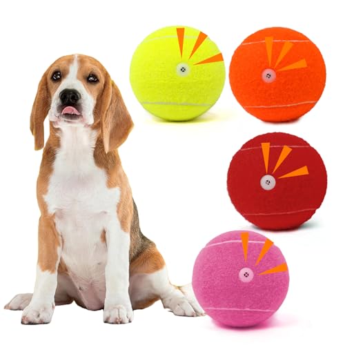 MRYCZ FYRHD Tennisball Hundespielzeug, 4 Stück, 10,2 cm, langlebiger und sicherer Hundeball, Soundausgabe vom Tennisball für Hunde mit Netztasche, große Hunde-Tennisbälle, perfekt für drinnen und MRYCZ FYRHD Tennisball Hundespielzeug, 4 Stück, 10,2 cm, langlebiger und sicherer Hundeball, Soundausgabe vom Tennisball für Hunde mit Netztasche, große Hunde-Tennisbälle, perfekt für drinnen und von MRYCZ FYRHD