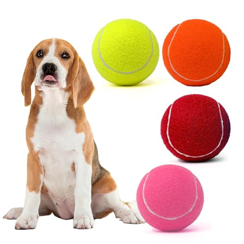 MRYCZ FYRHD Tennisball-Hundespielzeug, 4 Stück, riesig, 10,2 cm, langlebiger und sicherer Apportier-Tennisball für Hunde mit Netztasche, große Hunde-Tennisbälle, perfekt für interaktives Spielen im MRYCZ FYRHD Tennisball-Hundespielzeug, 4 Stück, riesig, 10,2 cm, langlebiger und sicherer Apportier-Tennisball für Hunde mit Netztasche, große Hunde-Tennisbälle, perfekt für interaktives Spielen im von MRYCZ FYRHD