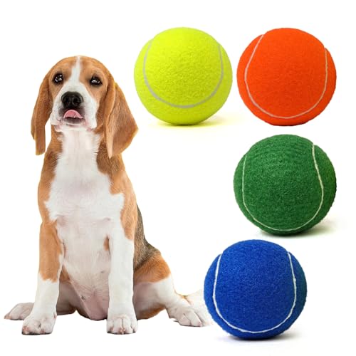 MRYCZ FYRHD Tennisball-Hundespielzeug, 4 Stück, riesig, 10,2 cm, langlebiger und sicherer Apportier-Tennisball für Hunde mit Netztasche, große Hunde-Tennisbälle, perfekt für interaktives Spielen im MRYCZ FYRHD Tennisball-Hundespielzeug, 4 Stück, riesig, 10,2 cm, langlebiger und sicherer Apportier-Tennisball für Hunde mit Netztasche, große Hunde-Tennisbälle, perfekt für interaktives Spielen im von MRYCZ FYRHD