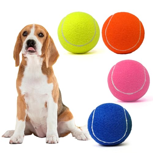 MRYCZ FYRHD Tennisball-Hundespielzeug, 4 Stück, riesig, 10,2 cm, langlebiger und sicherer Apportier-Tennisball für Hunde mit Netztasche, große Hunde-Tennisbälle, perfekt für interaktives Spielen im MRYCZ FYRHD Tennisball-Hundespielzeug, 4 Stück, riesig, 10,2 cm, langlebiger und sicherer Apportier-Tennisball für Hunde mit Netztasche, große Hunde-Tennisbälle, perfekt für interaktives Spielen im von MRYCZ FYRHD