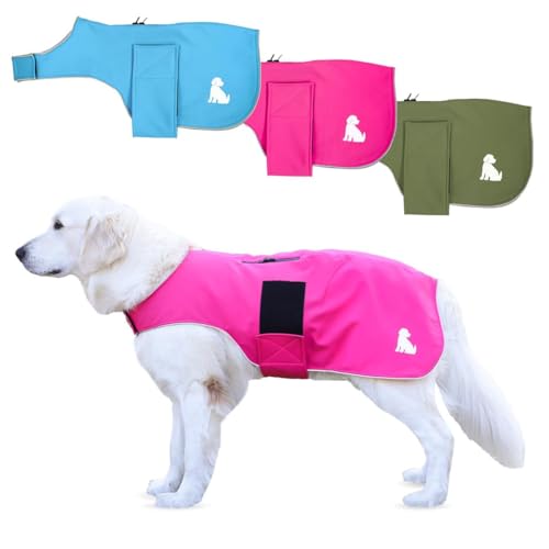 MS-Trachten Hundemantel Softshell Wasserfest Winddicht Hundemantel mit Leinenportal und Klettverschluss (Hellblau, S) von MS-Trachten