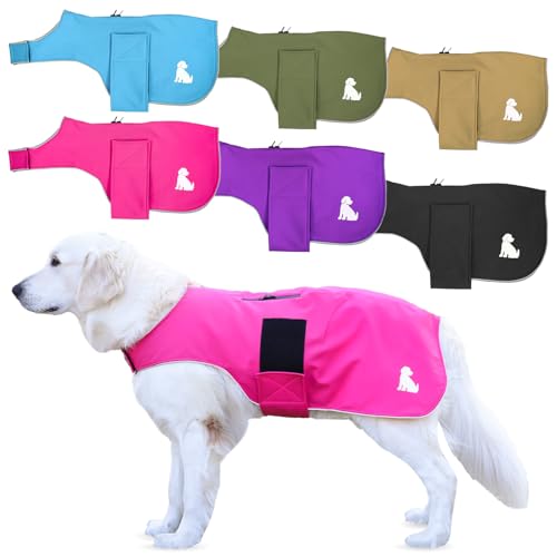 MS-Trachten Hundemantel Softshell Wasserfest Winddicht Hundemantel mit Leinenportal und Klettverschluss (Olivgrün, 2XL) von MS-Trachten