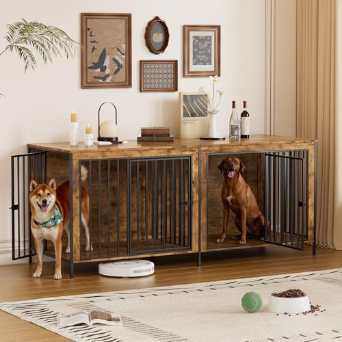 Hundekäfig für Zuhause, 200CM Hundehüttenmöbel für 2 Hunde Extra groß Hundebox für Zuhause XXL Stabile Hundehütte mit Trennwand Moderne Hundehaus Indoor 4 Türen für große Hunde, bis zu 200KG Hundekäfig für Zuhause, 200CM Hundehüttenmöbel für 2 Hunde Extra groß Hundebox für Zuhause XXL Stabile Hundehütte mit Trennwand Moderne Hundehaus Indoor 4 Türen für große Hunde, bis zu 200KG von MSFE