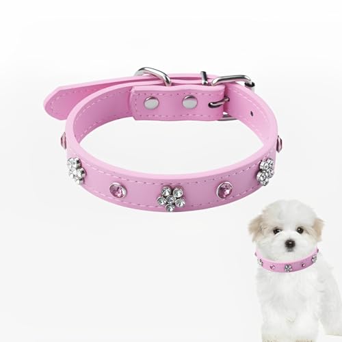 MSLSOZ Sparkling Crystal Small Dog Collar Pink Puppy Collar Cute Pet Collar with D-Ring and Small Pendant Adjustable Metal Clip Girls Dog Collar MSLSOZ Sparkling Crystal Small Dog Collar Pink Puppy Collar Cute Pet Collar with D-Ring and Small Pendant Adjustable Metal Clip Girls Dog Collar von MSLSOZ